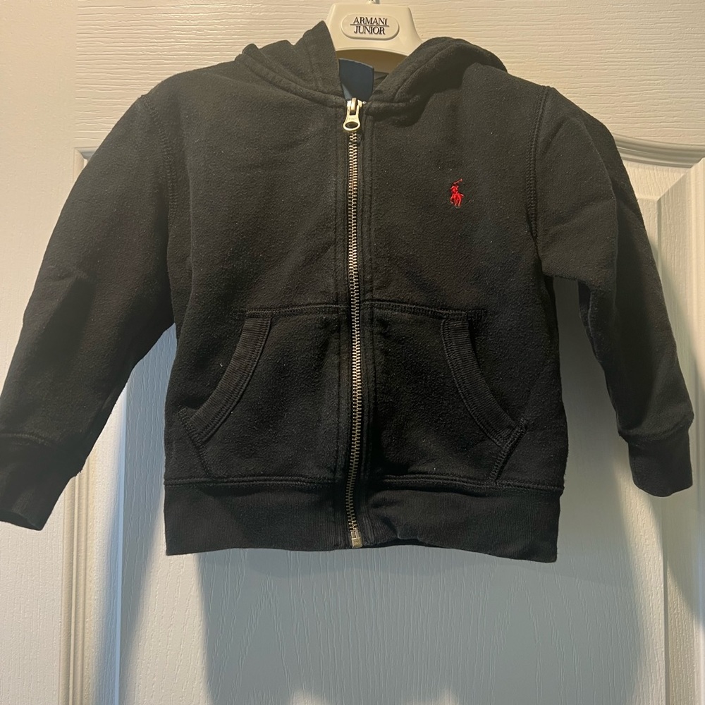 Polo by Ralph Lauren Kids Black Hoodie with Red Emblem